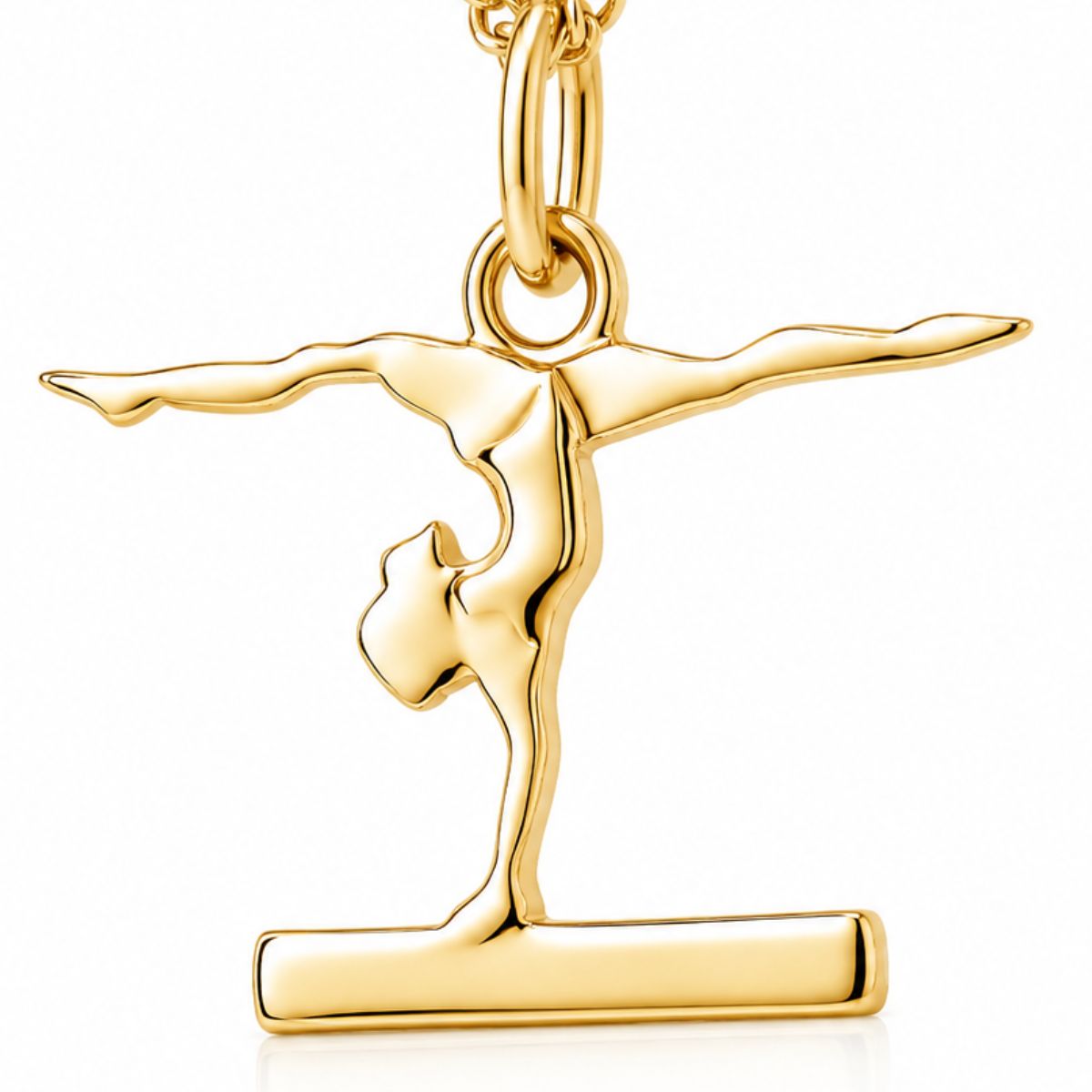Turn-Kettenanhänger MB530 aus 14 Karat Gold – Spagathandstand am Schwebebalken