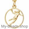 Gold plated zilveren hanger van een handbalster die met een worp actie een handbal gooit tijdens een wedstrijd. 
Mooi cadeau voor verjaardag of wedstrijd.
