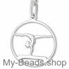 Silver pendant with necklace featuring a gymnast performing a floor exercise on the balance beam at a competition.
A beautiful gift for a trainer or coach.
