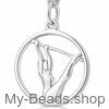 Silver pendant featuring a gymnast performing an artistic gymnastics routine on the uneven bars during a competition.
A beautiful birthday gift.