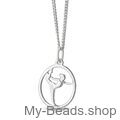 Silver necklace with a silver pendant depicting a cut-out silhouette of a gymnast in a standing split.
Gift idea Christmas Birthday