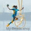MB336 gold-plated handbalhanger met handbalspeelster en collier