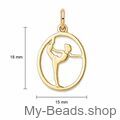 My-Beads - 341 - Corpo Libero. Ciondolo in argento sterling 925 placcato d'oro a tema ginnastica artistica.