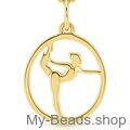 Gold-plated silver pendant of a gymnast performing a floor exercise during a competition.
Beautiful gift for a birthday or Christmas.