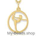 Gold-plated silver pendant of a gymnast performing a floor exercise during a competition.
Beautiful gift for a birthday or Christmas.