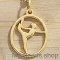 Gold-plated silver pendant of a gymnast performing a floor exercise during a competition.
Beautiful gift for a birthday or Christmas.