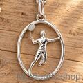 My-Beads MB428 zilveren sporthanger voor badminton met speelster, badmintonracket en shuttle