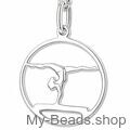 Zilveren sporthanger gymnastiek  met collier van een gymnaste die bij een wedstrijd een gymnastiek vloer oefening doet op de evenwichtsbalk. 
Mooi cadeau voor kerstmis.