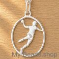 Zilveren hanger handballer in worpactie