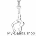 Zilveren hanger van een gymnaste die een handstand of bruggetje uitvoert tijdens gymnastiek wedstrijd. Hanger in 2-D. 
Mooi cadeau voor verjaardag of Kerstmis.