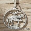 Ciondolo in argento raffigurante un volteggiatore equestre, che esegue un volteggio su un cavallo da volteggio. Esercizi di ginnastica acrobatica durante una competizione.
Un bellissimo regalo per un compleanno o Natale.