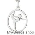 Silver pendant of a gymnast performing an artistic gymnastics routine on the floor during a competition.
Beautiful gift for birthdays and Christmas.