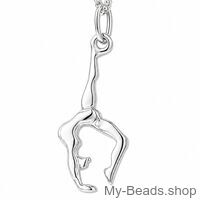 My-Beads 925 Sterling Silver sports pendant gymnast. 
Silver pendant of a gymnast performing a handstand or bridge during a gymnastics competition. 2-D pendant.
Beautiful gift for a birthday or Christmas.