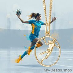 MB336 gold-plated handbalhanger met handbalspeelster en collier