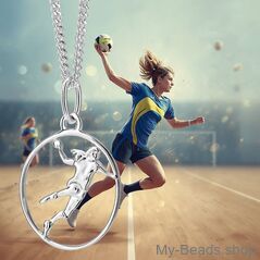 Handbalspeelster met bal – sporthanger van 925 sterling zilver