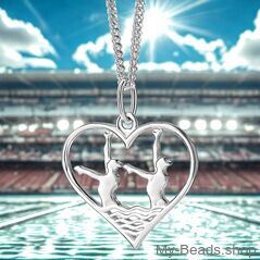 Synchronschwimm-Kettenanhänger 484 mit Panzerkette aus 925 Sterling Silber