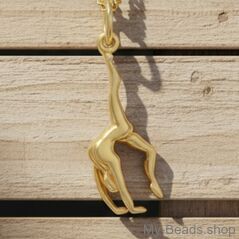 Ciondolo in argento placcato oro raffigurante una ginnasta che esegue una verticale o un ponte. Ciondolo 3D.
Un regalo splendido per un compleanno o una competizione.