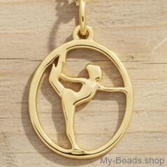 Ciondolo in argento placcato oro raffigurante una ginnasta che esegue un esercizio al corpo libero durante una competizione.
Un regalo splendido per un compleanno o Natale.