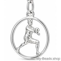 Silberner Volleyball-Anhänger MB420 aus 925 Sterling Silber mit Volleyballspieler und Ball