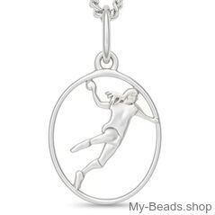 Ciondolo in argento raffigurante un giocatore di pallamano che lancia la palla durante una partita di campionato.
Un regalo perfetto per un compleanno o per celebrare una partita.