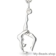 Ciondolo in argento raffigurante una ginnasta che esegue una verticale o un ponte durante una gara di ginnastica. Ciondolo bidimensionale.
Un bellissimo regalo per un compleanno o Natale.