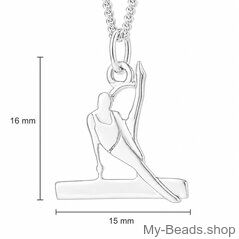 Silver pendant of a gymnast performing a pommel horse exercise during an artistic gymnastics competition.
Beautiful gift for a birthday or Christmas.