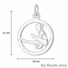 Silver pendant of a gymnast performing a split-angle support on the rings during a gymnastics competition.
Beautiful gift for a birthday or Christmas.