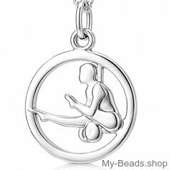 Silver pendant of a gymnast performing a split-angle support on the rings during a gymnastics competition.
Beautiful gift for a birthday or Christmas.