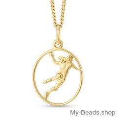 Gold-plated handbalhanger MB336 met gold-plated collier