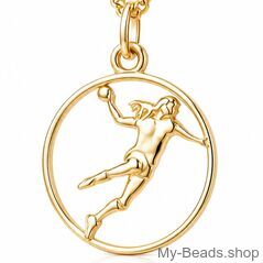 Gold-plated handball pendant MB336 with female handball player