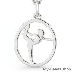 Ciondolo in argento raffigurante una ginnasta che esegue un esercizio di ginnastica artistica al corpo libero durante una competizione.
Un regalo perfetto per compleanni e Natale.