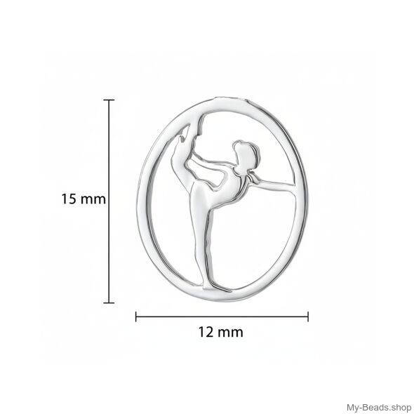 Silver necklace with a silver pendant depicting a cut-out silhouette of a gymnast in a standing split.
Gift idea Christmas Birthday