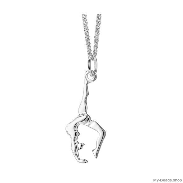 My-Beads Sterling Silver sport gift pendant 439 "Hand Stand" 2-D  / Back handspring / Flick flack.
Size: 26 mm
Material: 925 Sterling Silver
Including a gift box
V.A.T. included

Perfect sport jewelry gift for a gymnast.

This sport jewelry article can be ordered in combination with a Sterling Silver Beveled Curb Chain/Necklace.
Silver beveled curb chain with lobster clasp. Made in Germany high quality.

Handstand 3-D / Back handspring / Flick flack
A handspring is an acrobatic move in which a person executes a complete revolution of the body by lunging headfirst from an upright position into an inverted vertical position and then pushing off /springing from the floor with the hands so as to leap back to an upright position. Handsprings are performed in various physical activities, including acro dance, cheerleading and gymnastics. 

High quality Gymnastics inspired gifts and merchandise. 
The best gift ideas for gymnasts.

#MyBeadsSport #Gymnastics #Gymnast #Artistic Gymnastics #Sportgift