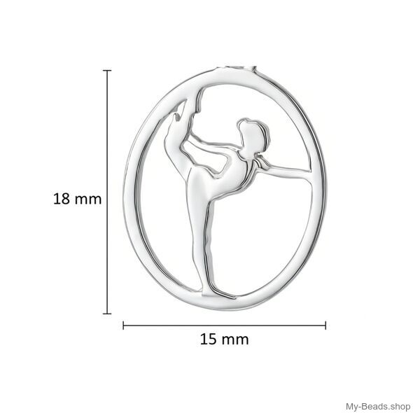 My-Beads Sterling Silver sport gift, pendant 441 "Gymnast on Floor"
Size: 18 mm
Material: 925 Sterling Silver
The perfect surprise for a gymnast.
Including a gift box
V.A.T. included

The perfect sports jewelry gift for a gymnast.

This sport jewelry article can be ordered in combination with a Sterling Silver Beveled Curb Chain/Necklace.
Silver beveled curb chain with lobster clasp. Made in Germany high quality.

In gymnastics, the floor refers to a specially prepared exercise surface, which is considered an apparatus. 
It is used by both male and female gymnasts. The event in gymnastics performed on floor is called floor exercise. The English abbreviation for the event in gymnastics scoring is FX.

A spring floor is used in all of gymnastics to provide more bounce, and also help prevent potential injuries to lower extremity joints of gymnasts due to the nature of the apparatus, which includes the repeated pounding required to train it. 

High-quality Gymnastics inspired gifts and merchandise. 
The best gift ideas for gymnasts.
The perfect surprise for a gymnast. 
Sports gift idea for: Christmas / Birthday / Competition
#MyBeadsSport #Gymnastics #ArtisticGymnastics #AG #Gymnast