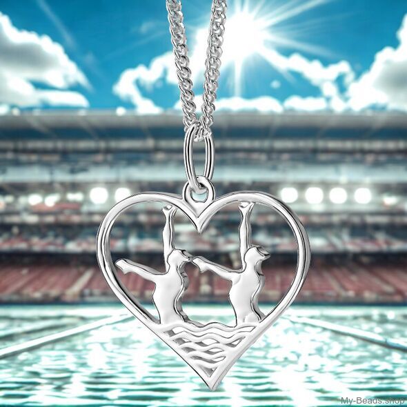 Ciondolo nuoto artistico con collana in argento 925