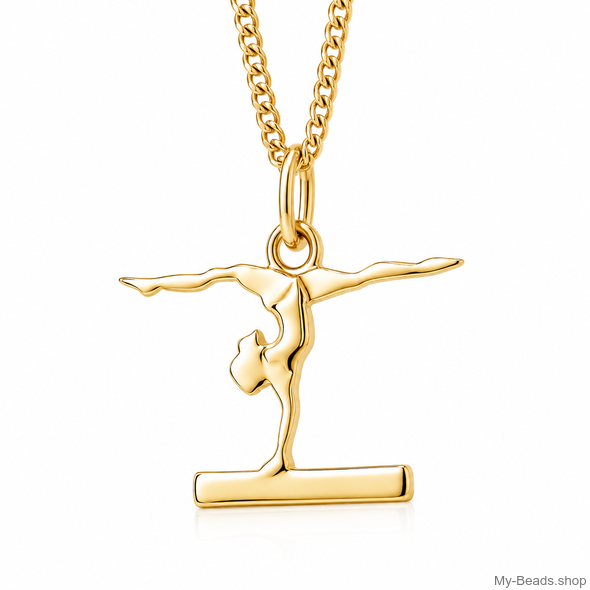 Ciondolo ginnastica artistica Trave MB330 placcato oro da 17 mm