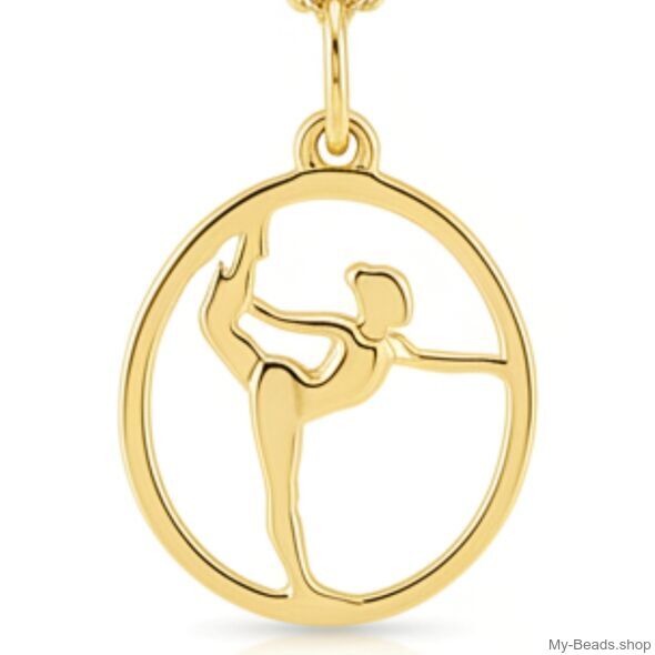 Gold-plated silver pendant of a gymnast performing a floor exercise during a competition.
Beautiful gift for a birthday or Christmas.