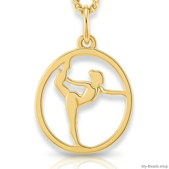 Gold-plated silver pendant of a gymnast performing a floor exercise during a competition.
Beautiful gift for a birthday or Christmas.
