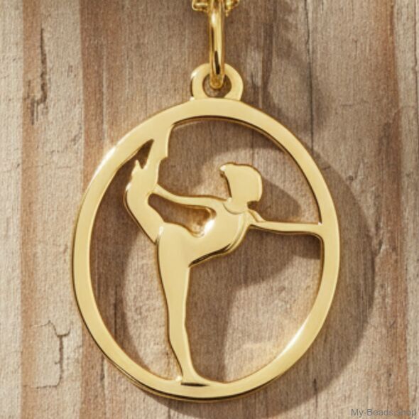 Gold-plated silver pendant of a gymnast performing a floor exercise during a competition.
Beautiful gift for a birthday or Christmas.