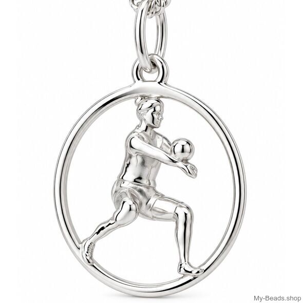 Zilveren badminton hanger MB428 van 925 sterling zilver met vrouwelijke badmintonspeler, racket en shuttle
