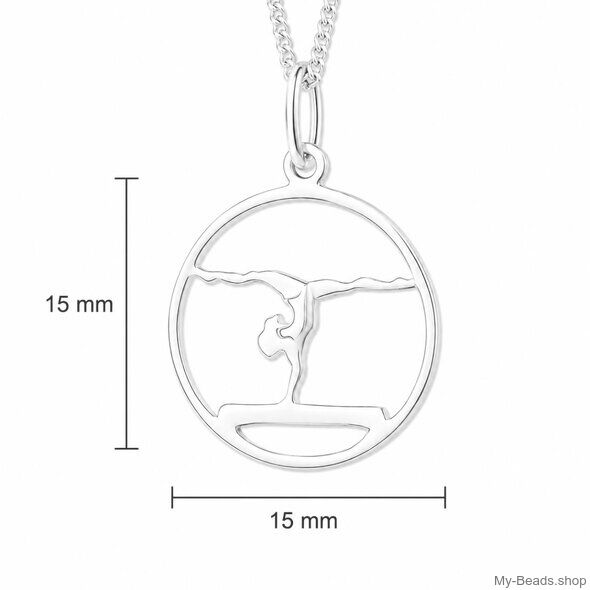 Ciondolo in argento raffigurante una ginnasta che esegue una verticale o un ponte durante una gara di ginnastica. Ciondolo 3D.
Un regalo splendido per un compleanno o una competizione.