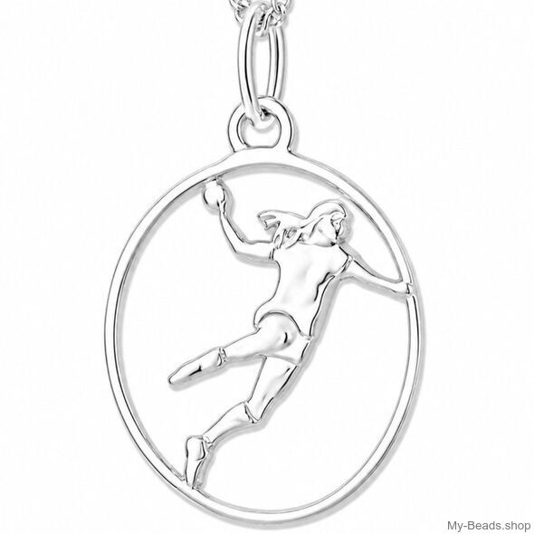 My-Beads - 436 - Pallamano. Ciondolo in argento sterling 925 a tema Pallamano - Handball. Collana/Pendente.
