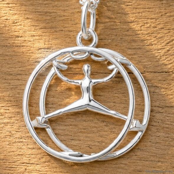 Ginnasta nella Ruota di Rhön ciondolo argento Sterling 925
