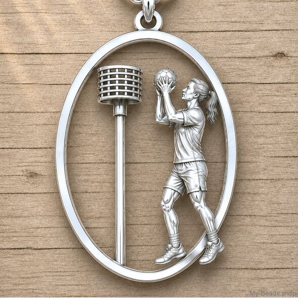 Zilveren hanger korfbal.
Silber Anhänger Korfball.
Sterling silver pendant Korfball.
Ciondolo in argento Korfball.