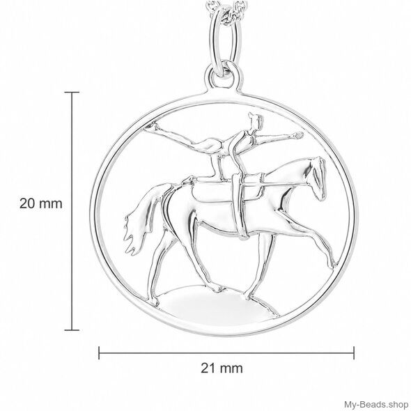My-Beads - 457 - Il Volteggio. Ciondolo in argento sterling 925 a tema volteggio equestre.
