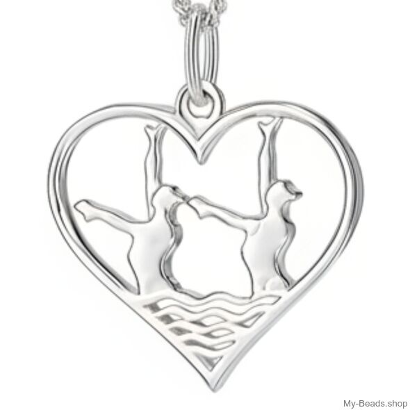 Silberner Anhänger mit Halskette, Synchronschwimmen. Die Schwimmerinnen führen eine Kür im Schwimmbad vor. Ein
wunderschönes Geschenk zum Geburtstag oder zu Weihnachten.