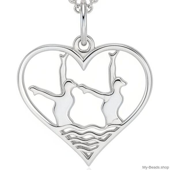 Silberner Anhänger mit Halskette, Synchronschwimmen. Die Schwimmerinnen führen eine Kür im Schwimmbad vor. Ein
wunderschönes Geschenk zum Geburtstag oder zu Weihnachten.