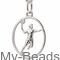 Ciondolo badminton MB428 in argento sterling 925 con giocatrice, racchetta e volano
